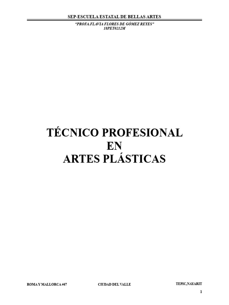 Plan de Estudios en Artes Plásticas | PDF | Pinturas | Dibujo
