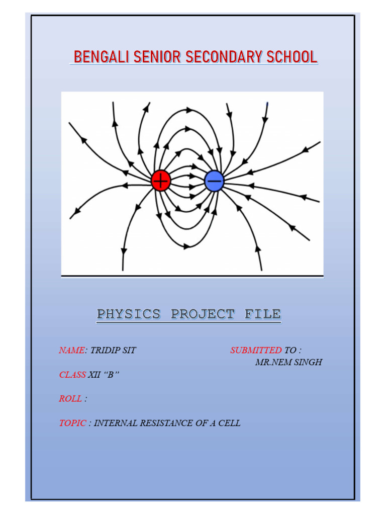 Internal Resistance of a Cell Project | PDF | Electrical Resistance And ...