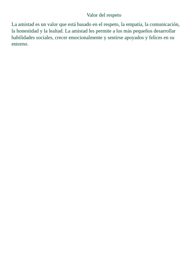 Amistad: Valor del Respeto y Empatía | PDF