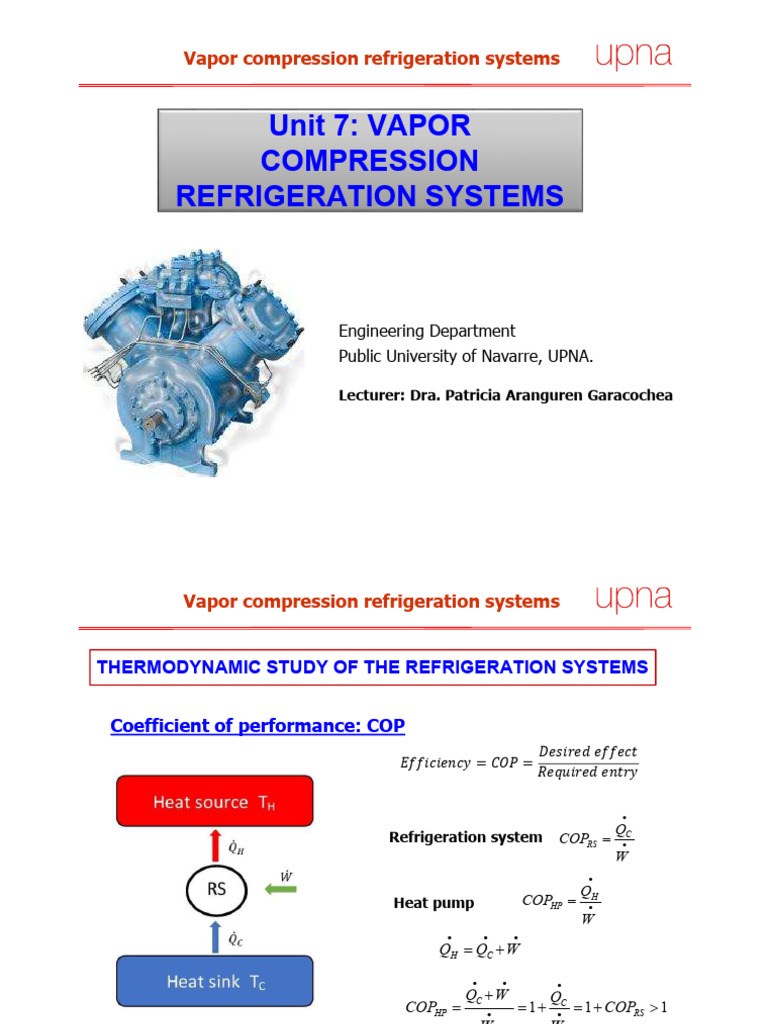 Unit 7 - 8. Vapor Compression Refrigeration1 | PDF | Heat | Refrigeration