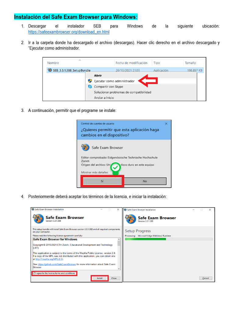 Guía de instalación de Safe Exam Browser | PDF | Ventana (informática ...