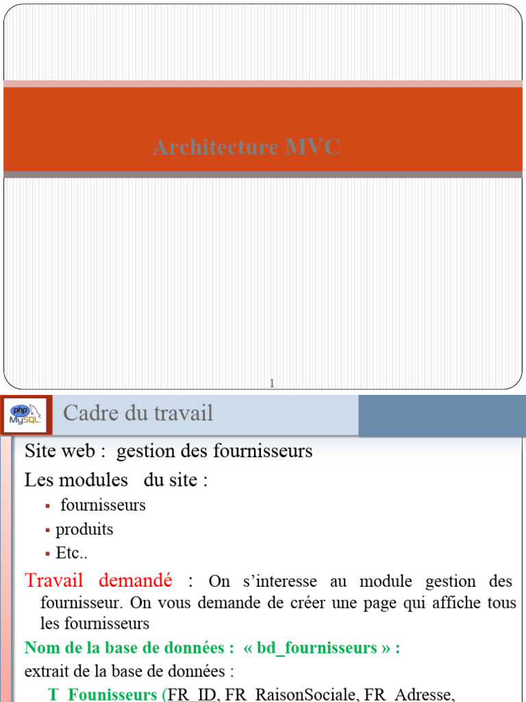Architecture MVC pour gestion fournisseurs | PDF | Modèle-vue ...