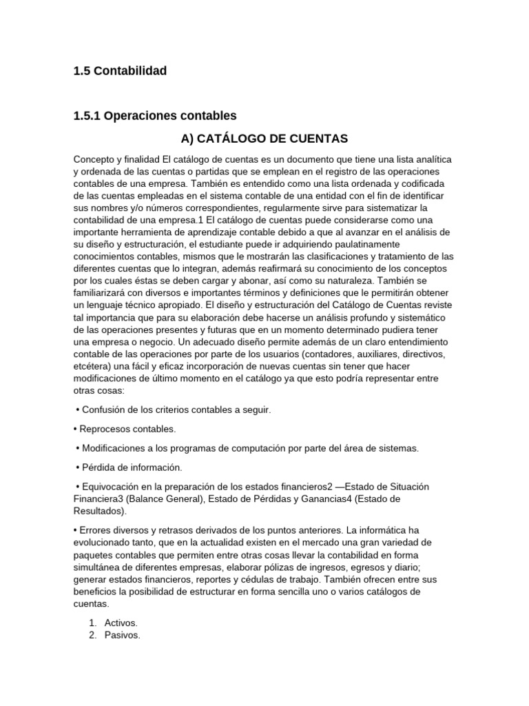 Catálogo de Cuentas Contables | PDF | Contabilidad | Estado financiero