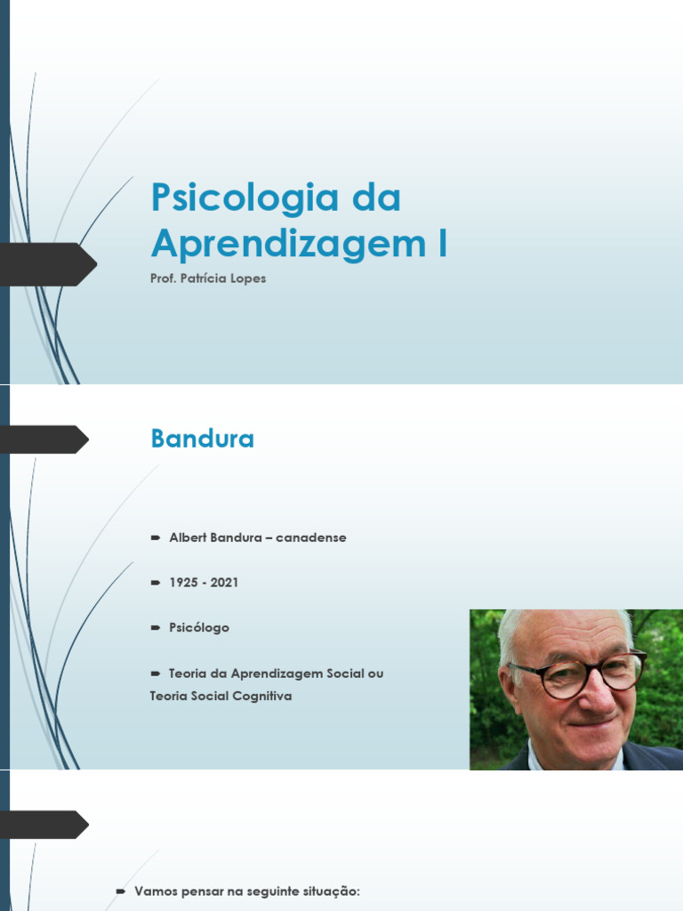 Teoria da Aprendizagem Social de Bandura | PDF | Aprendizado | Psicologia
