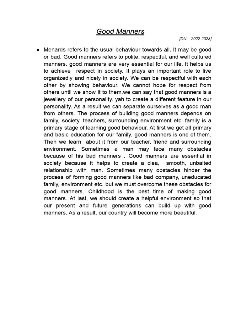 Good Manners PDF