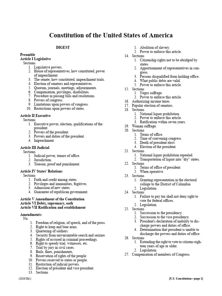 Us Constitution Pdf Impeachment Article One Of The United States