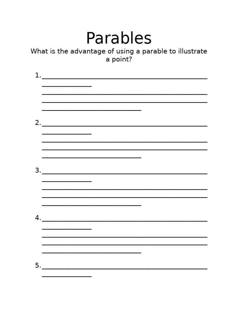 Parables Worksheet for Illustration | PDF