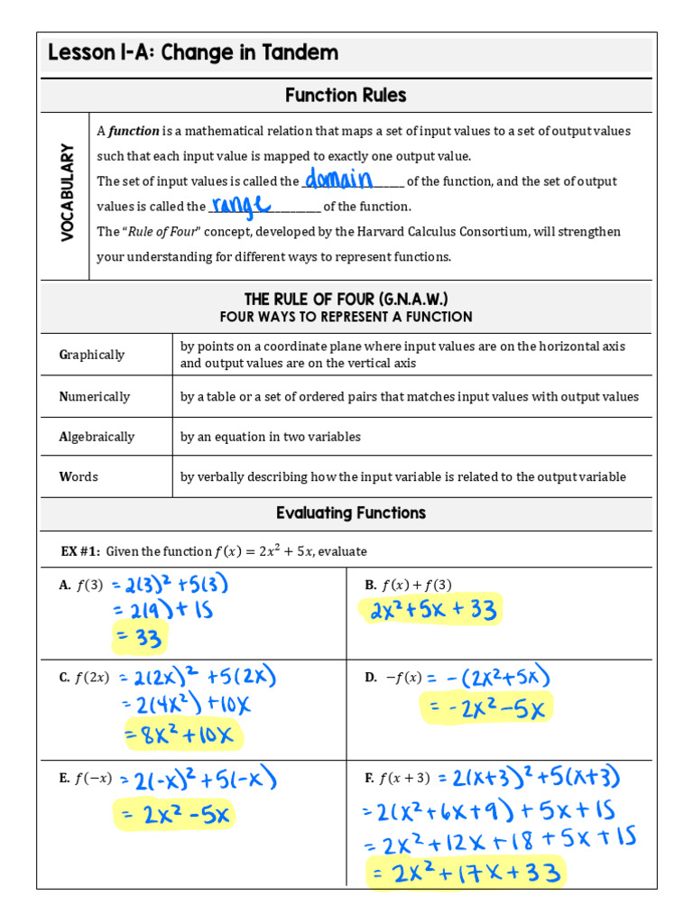 Change in Tandem: Functions Overview | PDF | Function (Mathematics ...