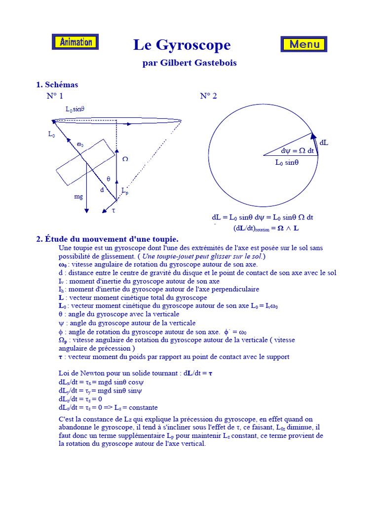 Précession et fonctionnement du gyroscope | PDF | Gyroscope | Rotation