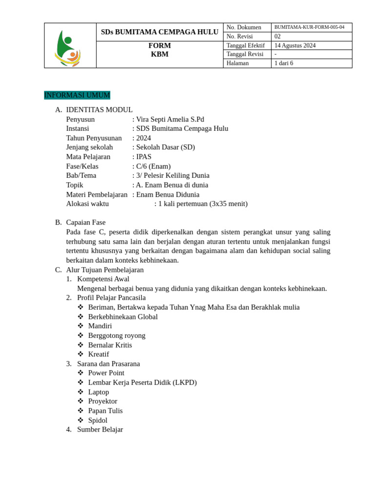 Modul Ajar Ipas Bab 3 Topik A | PDF
