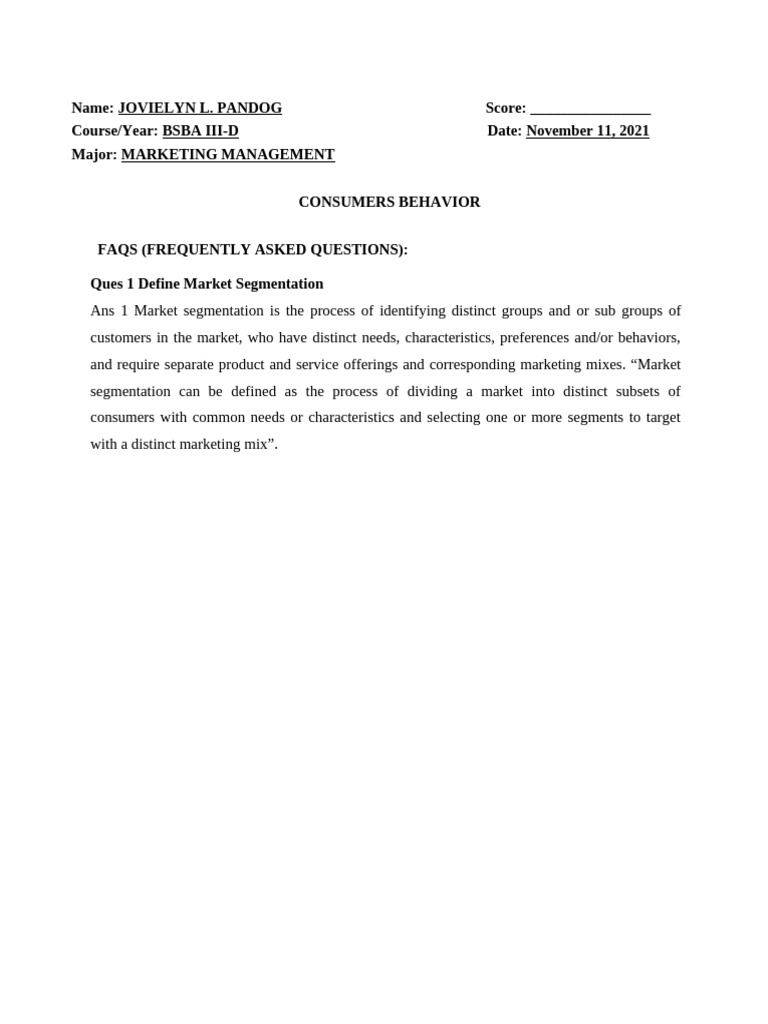Consumers Behavior Module 3 | PDF | Marketing | Market Segmentation