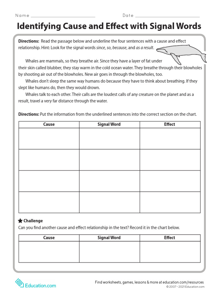 Identifying Cause and Effect Signal Words | PDF