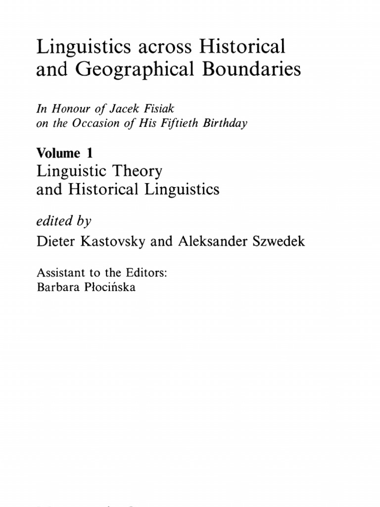 Linguistics Across Historical and Geographical Boundaries PDF Semantics Phonology