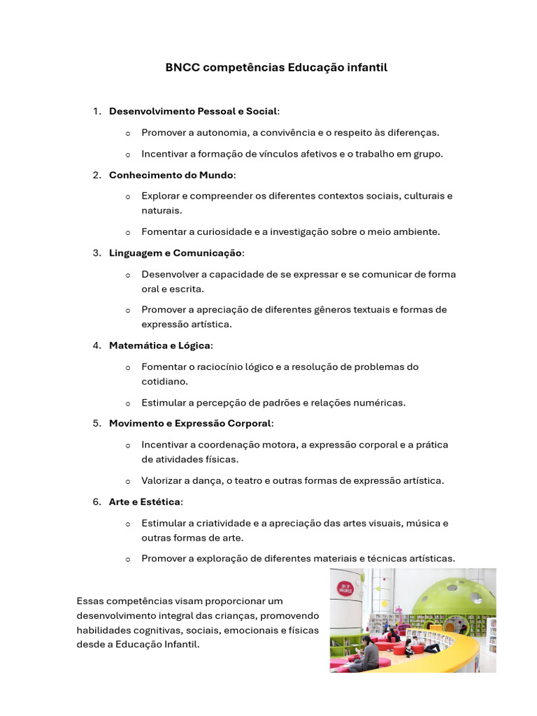 Competências da BNCC na Educação Infantil | PDF