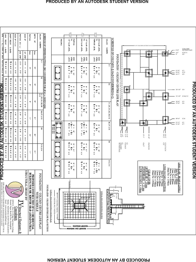 G+2 Residential Building Column Schedule | PDF
