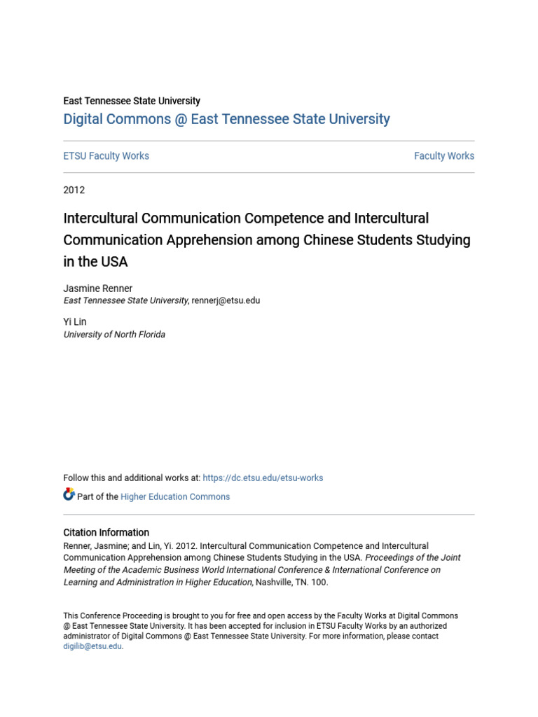 Intercultural Communication in Chinese Students | PDF | Cognition ...