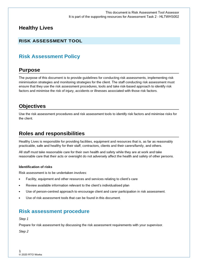 Risk Assessment Tool Guidelines | PDF | Risk | Risk Assessment