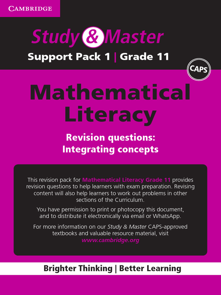 Grade 11 Mathematical Literacy Revision | PDF | Speed | Food Energy
