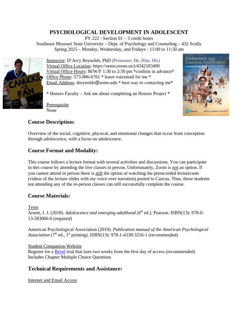 Adolescent Psychological Development Course | PDF | Academic Dishonesty ...