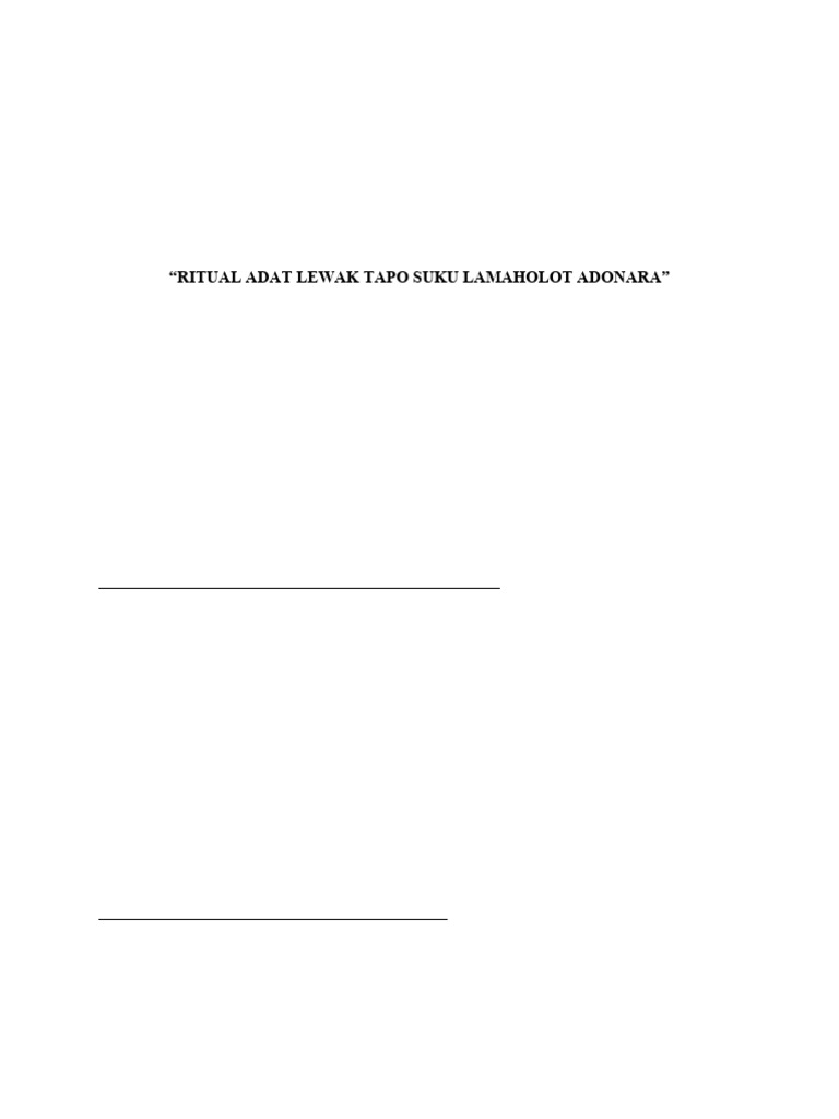 Ritual Adat Lewak Tapo Suku Lamaholot | PDF