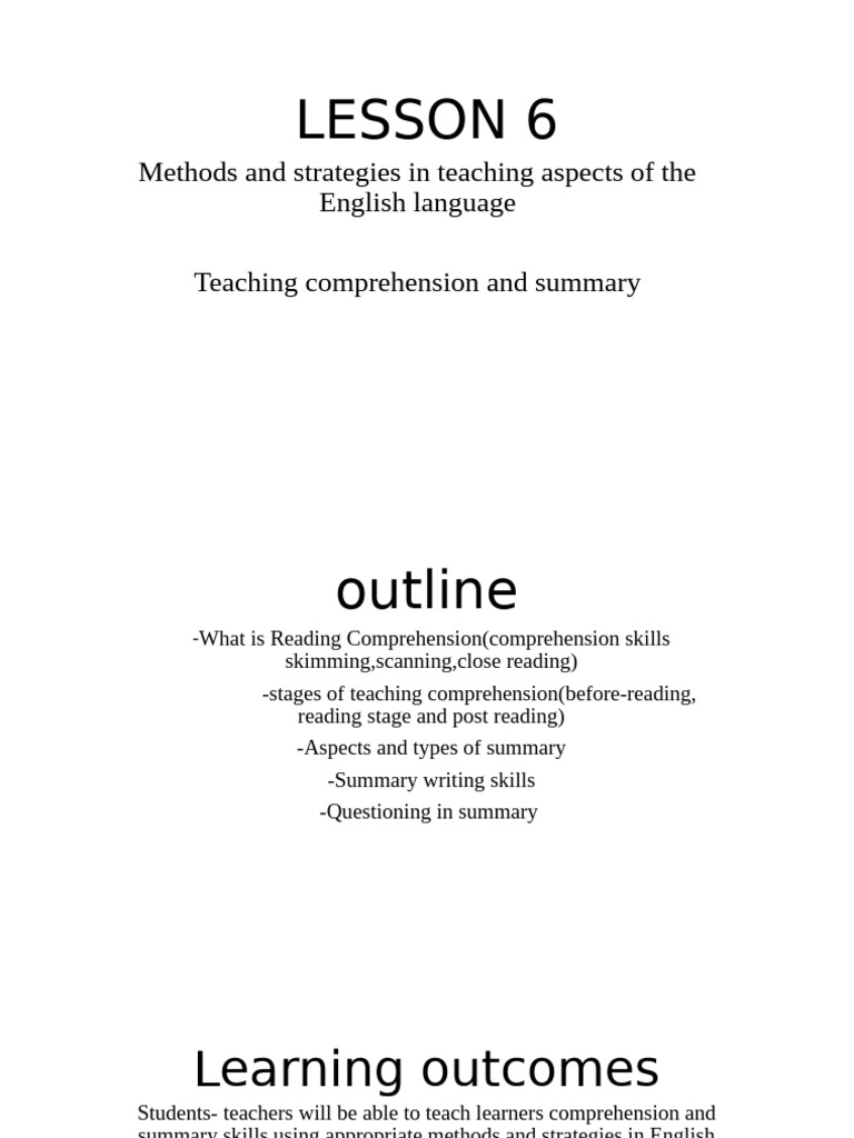 LESSON 6 | PDF | Reading Comprehension | Cognition