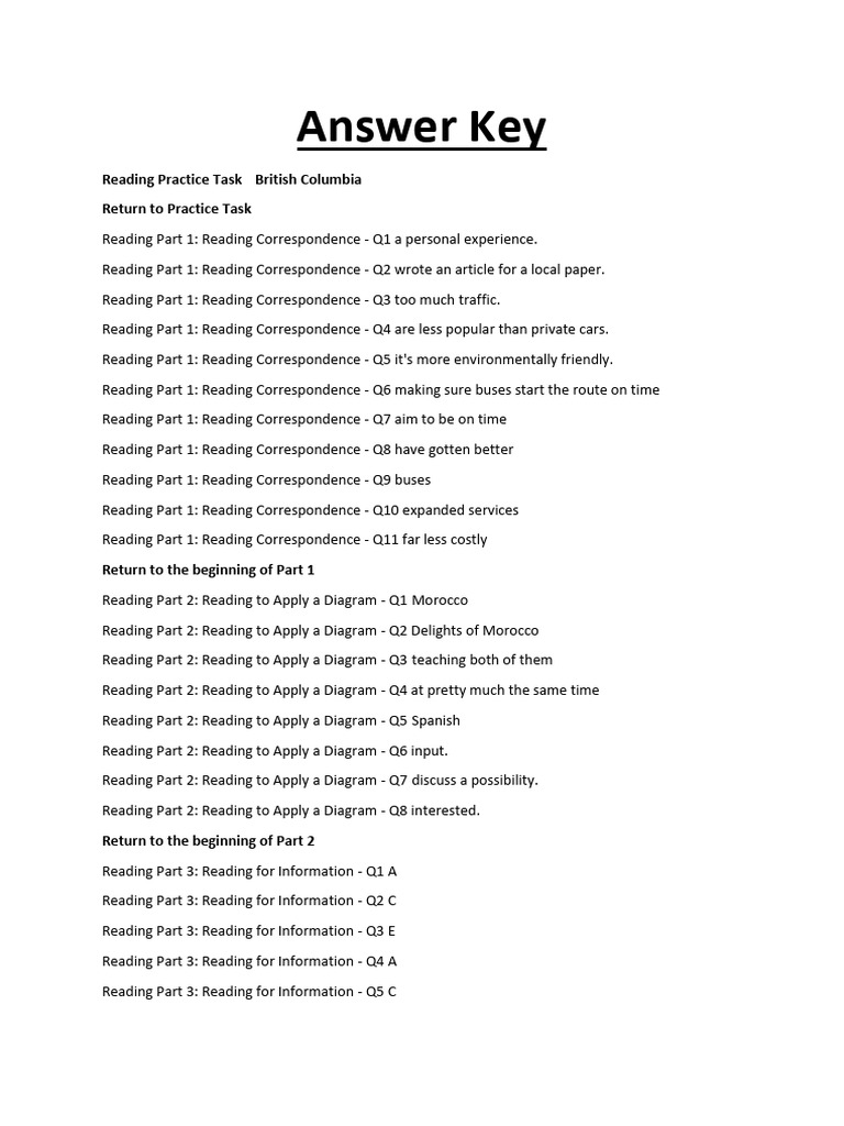 Reading Starter 3 Answer Key | PDF