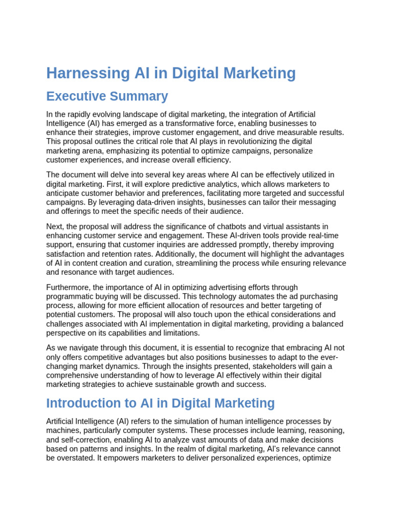 Harnessing AI in Digital Marketing | PDF | Digital Marketing ...