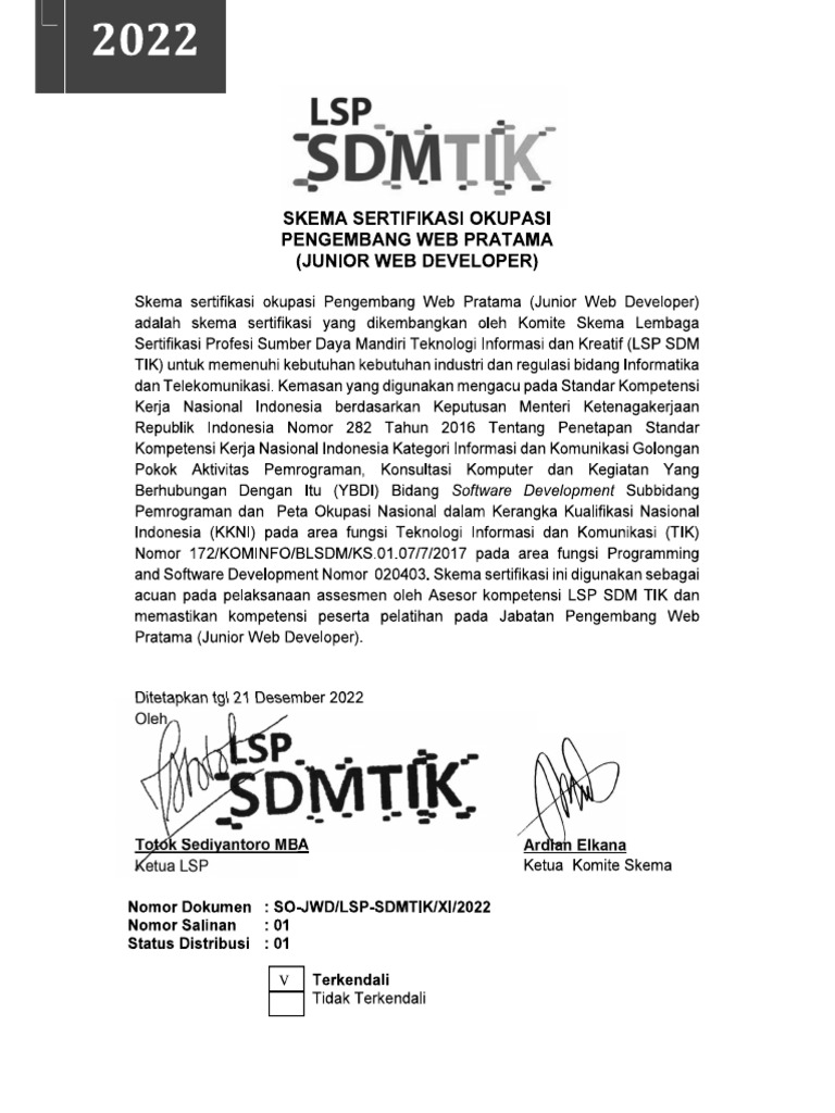 Junior Web Developer LSP SDM TIK | PDF