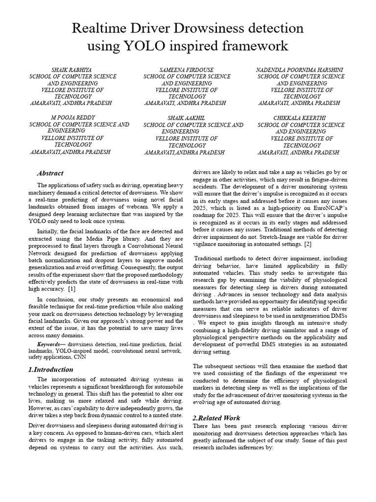 Real-Time Drowsiness Detection System | PDF | Deep Learning | Simulation