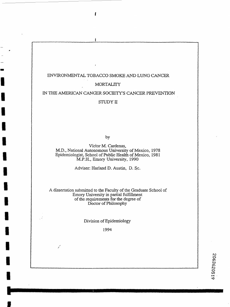Cardenas Environmental Tobacco Smoke and Lung Cancer Mortality | PDF