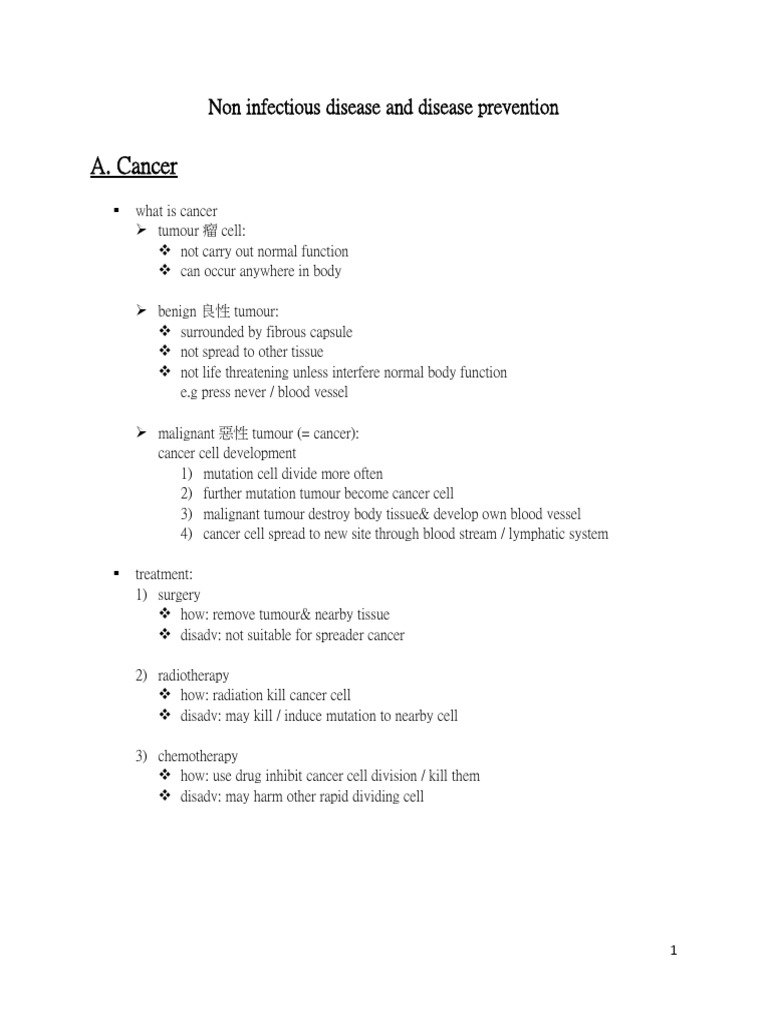 25.non Infectious Disease& Disesase Prevention | PDF | Cancer | Heart