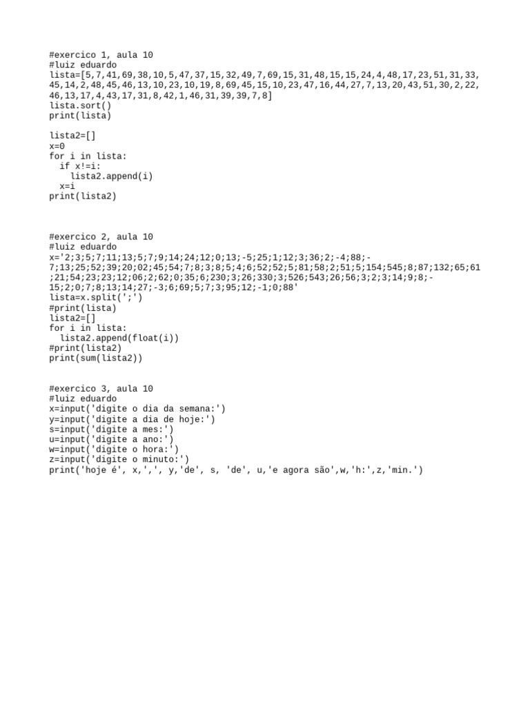Exercícios de Programação em Python | PDF