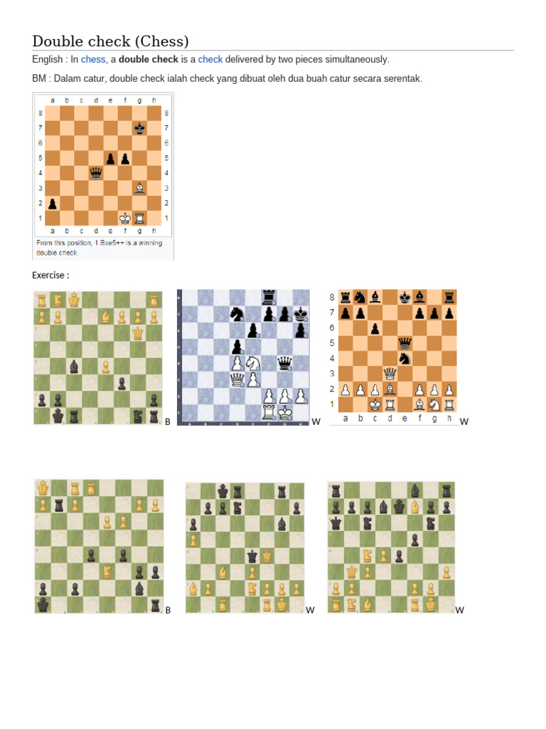 Chess_Double check (with Exercises) | PDF