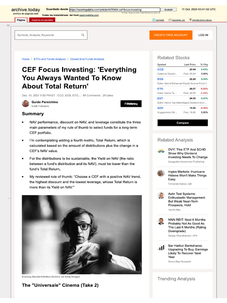 CEF Focus Investing, Everything You Always Wanted To Knwo About Total  Return | PDF