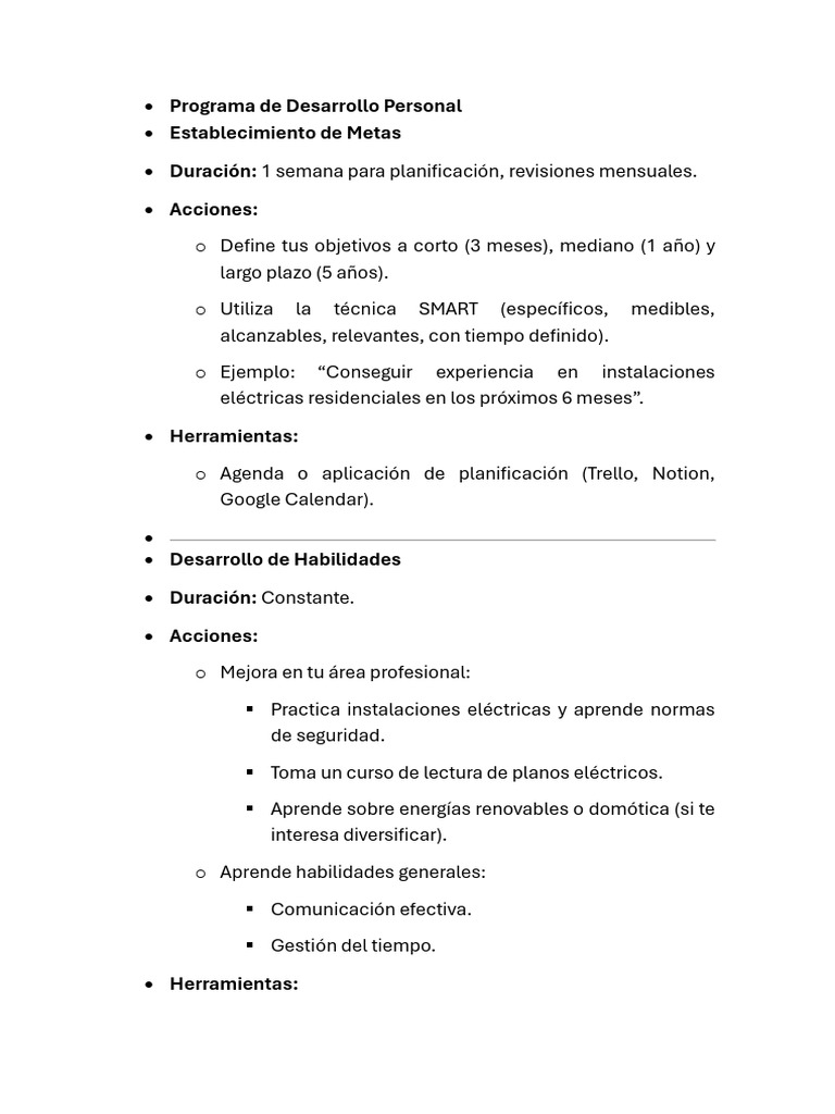 Programa de Desarrollo Personal Integral | PDF | Planificación | Las ...