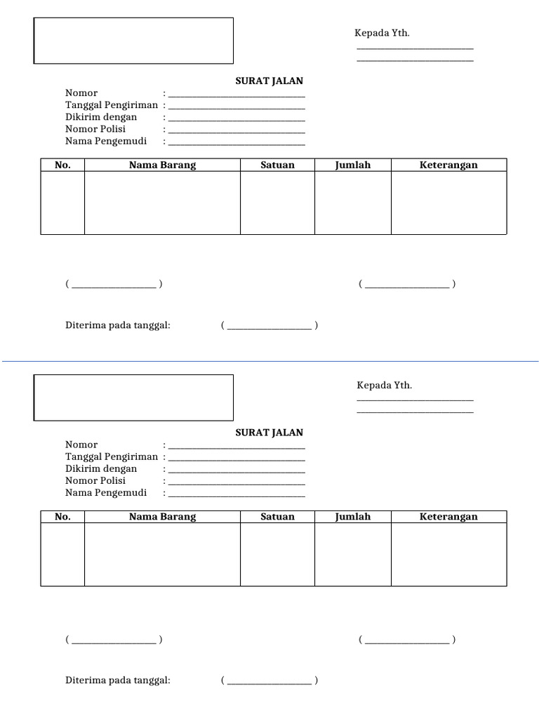 Contoh Format Surat Jalan Pengiriman | PDF