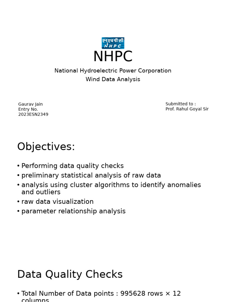 Wind Data Analysis for NHPC Turbines | PDF | Data Quality | Data Analysis
