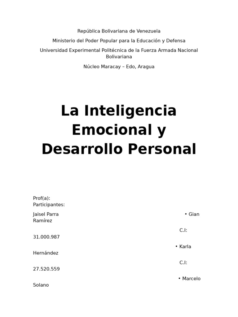 Inteligencia Emocional y Desarrollo Personal | PDF | Las emociones ...