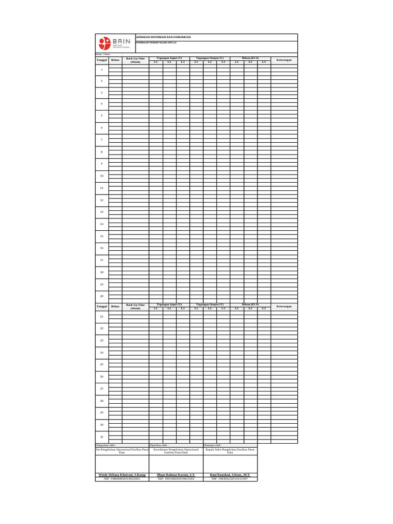 Form Pemantauan UPS - Oktober | PDF