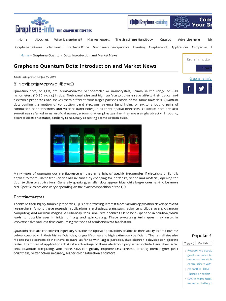 Graphene Quantum Dots Overview and News | PDF | Graphene | Nanomaterials