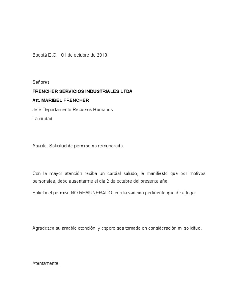 Carta De Permiso Business Negocios