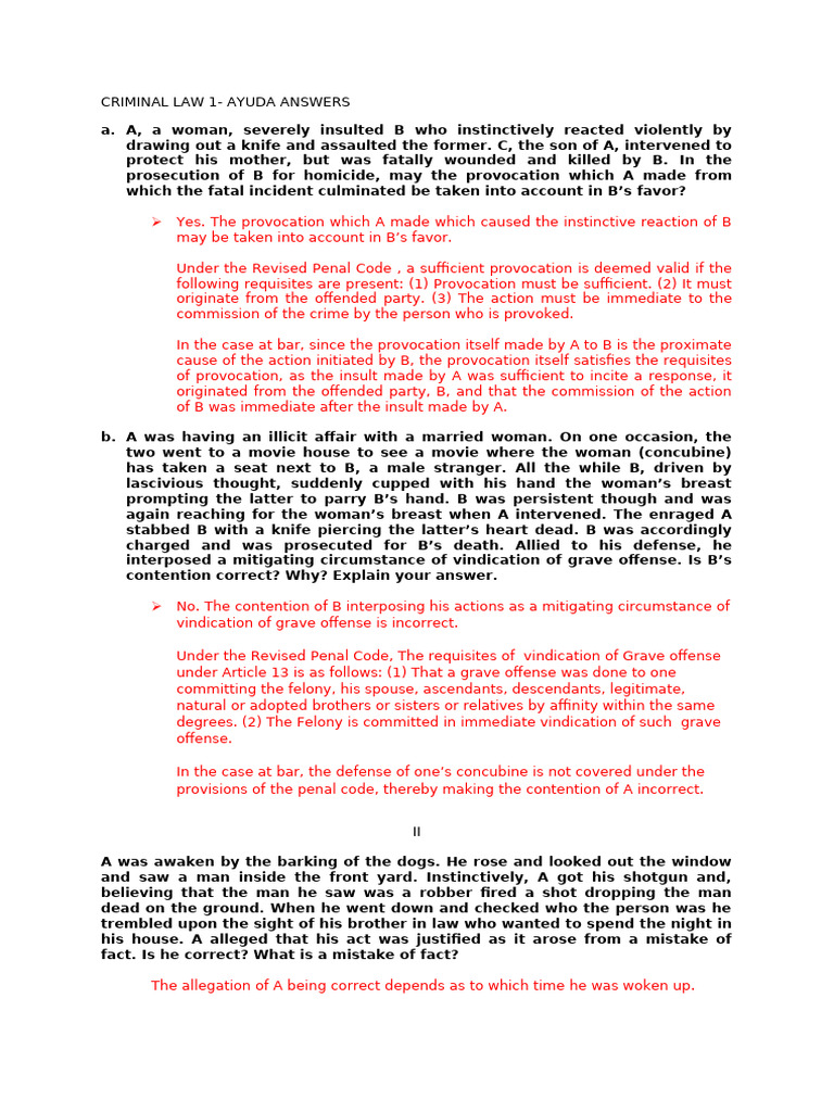 Criminal Law Case Analysis and Defenses | PDF | Crimes | Crime & Violence