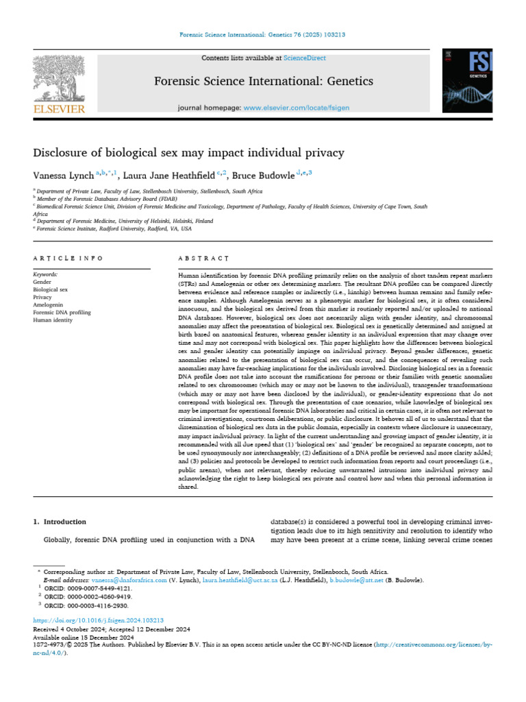 Impact of Biological Sex Disclosure on Privacy | PDF | Dna Profiling ...