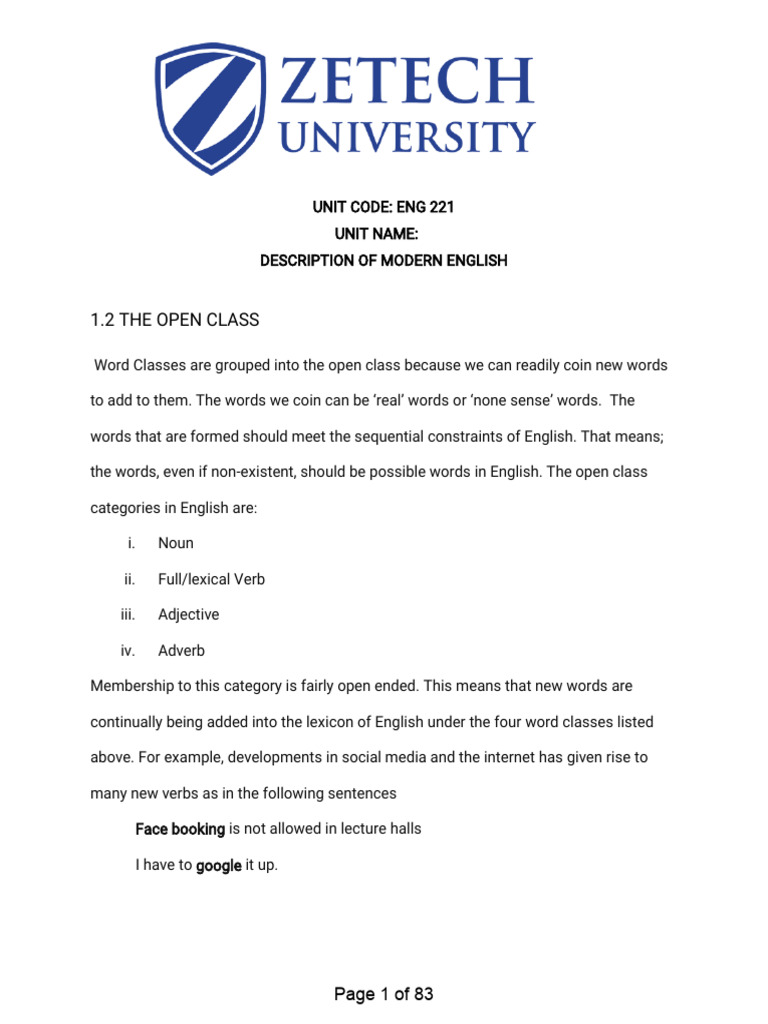 Understanding Open and Closed Word Classes | PDF