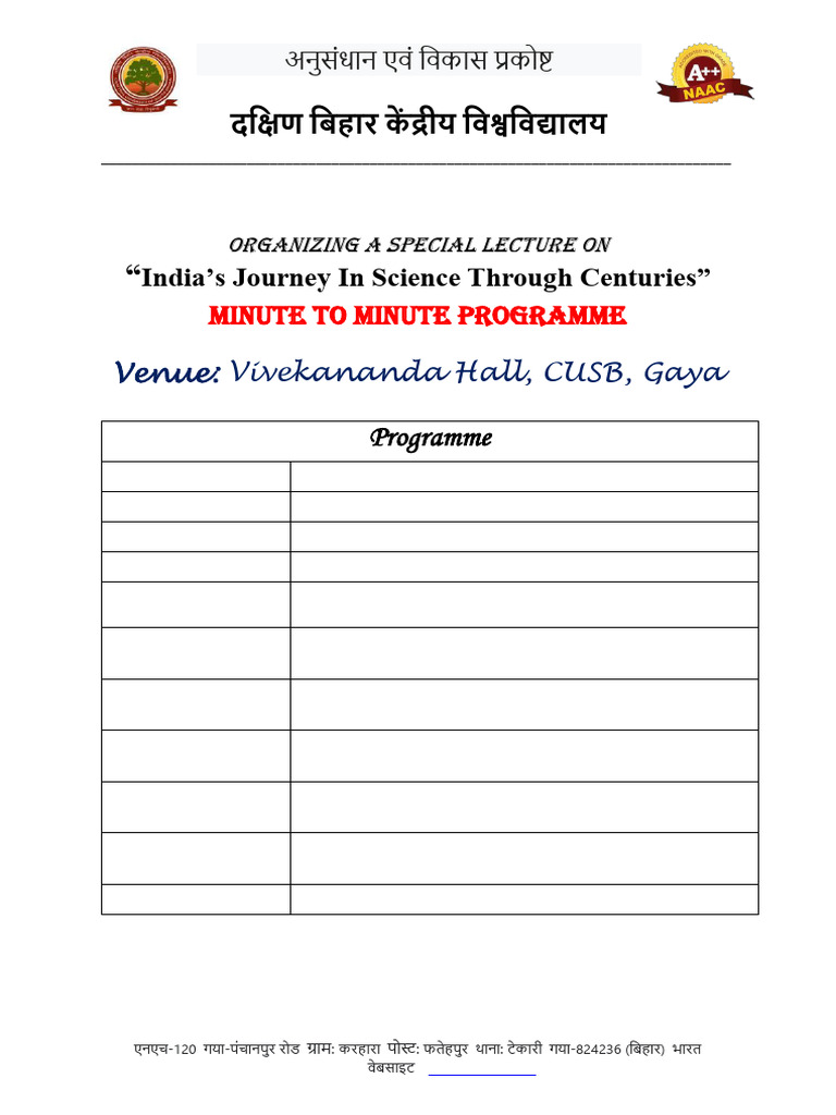 Minute to Minute Programme Schedule | PDF