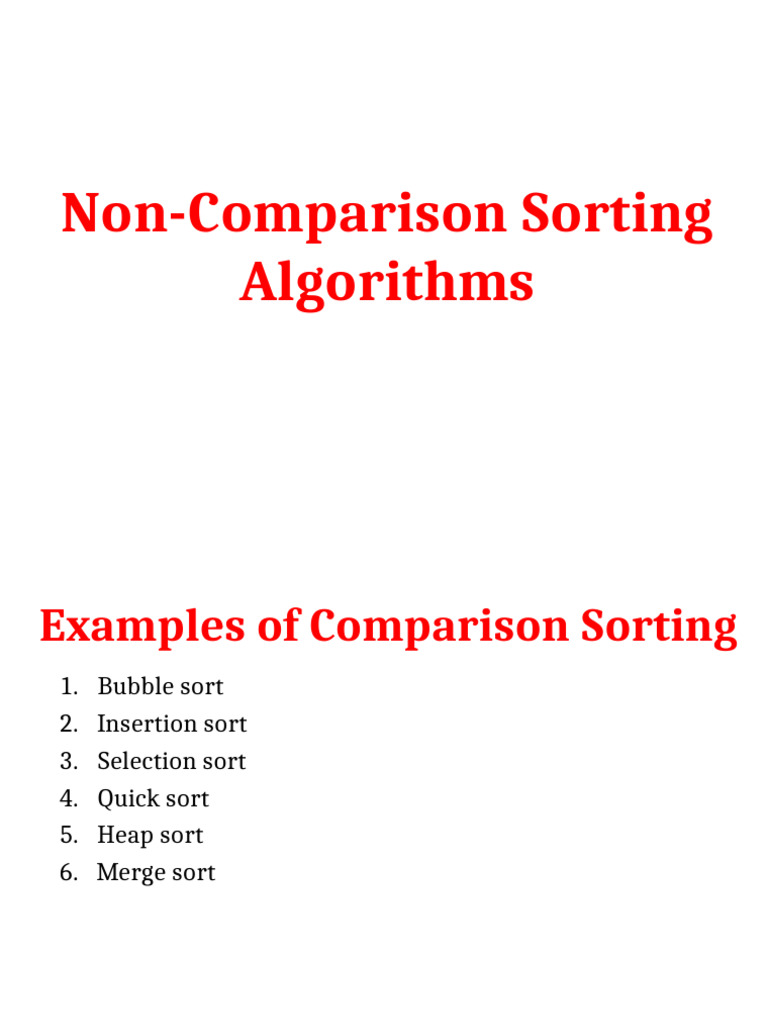 Non-Comparison Sorting Algorithms Explained | PDF | Time Complexity ...
