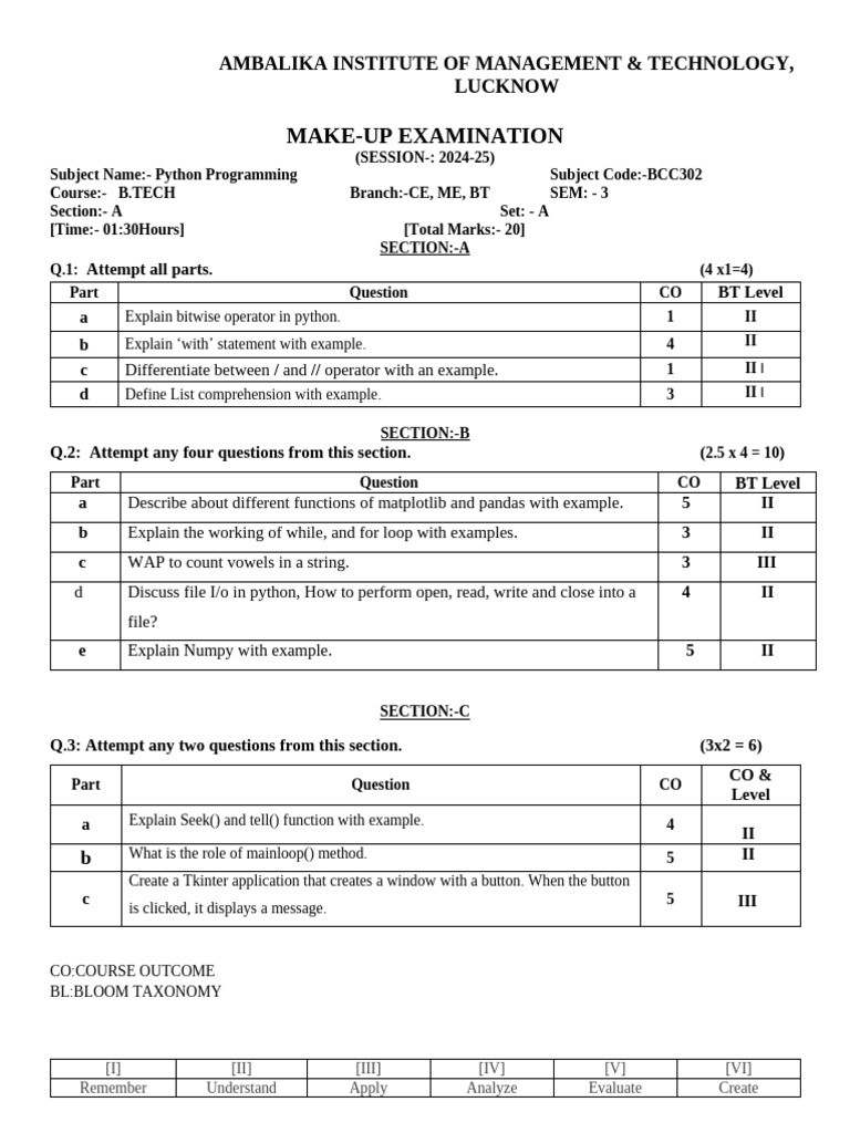 Python Programming Make-Up Exam 2024 | PDF | Computing | Software ...