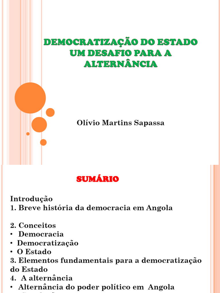 Democratização do Estado em Angola | PDF | Democracia | Ideologias ...