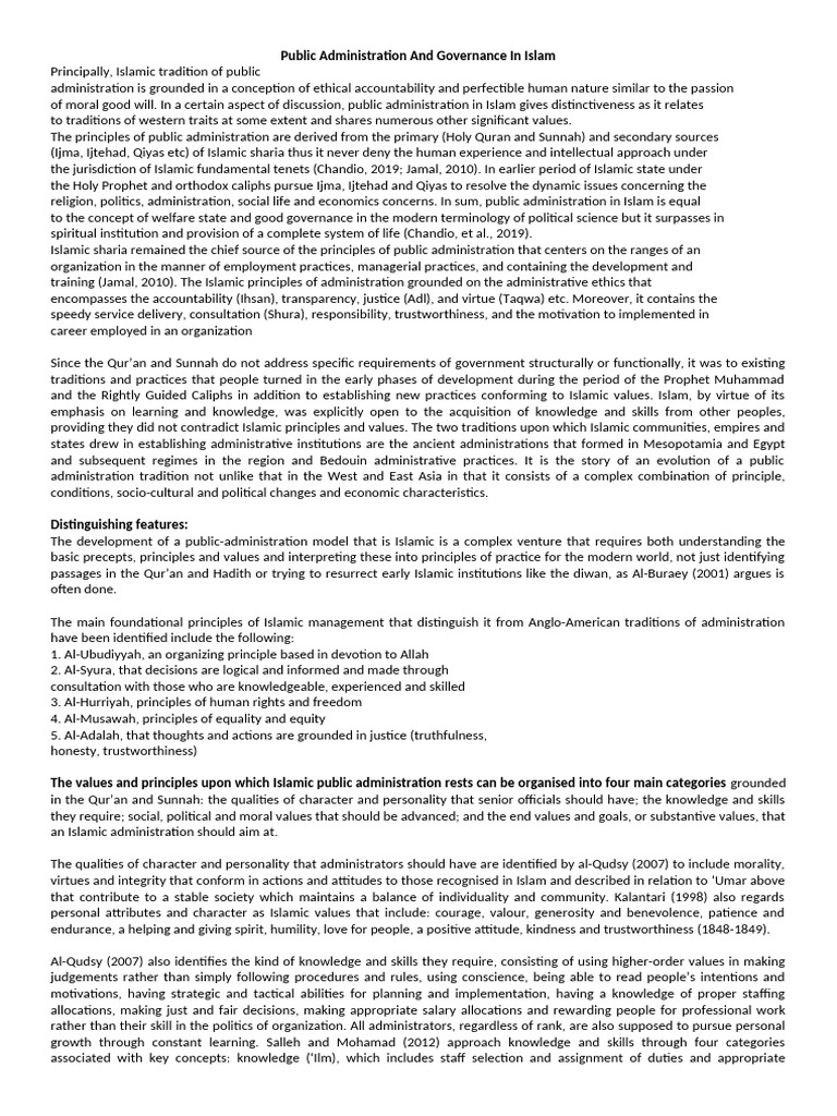 Public Administration and Governance in Islam | PDF | Caliphate | Shura