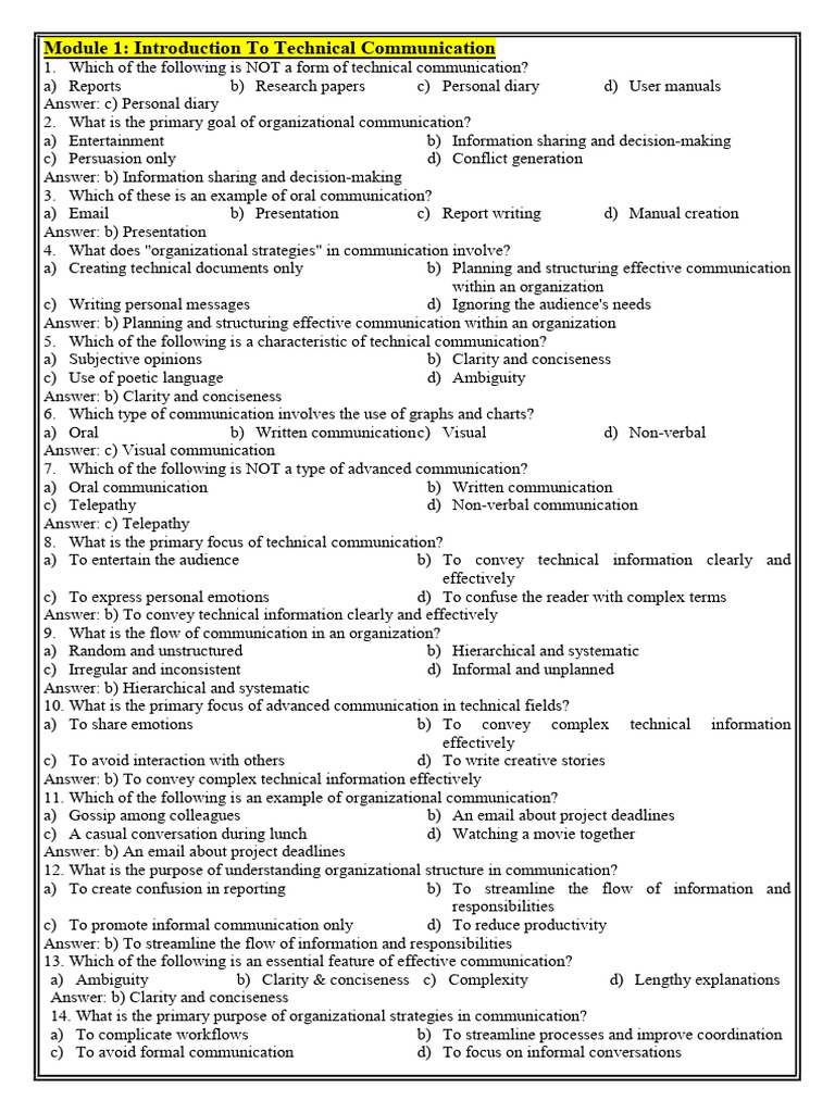 Mcq on communication pdf communication goal